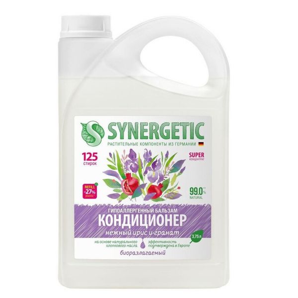 Кондиционер для белья Synergetic Нежный ирис и гранат концентрированный, 3,75 л